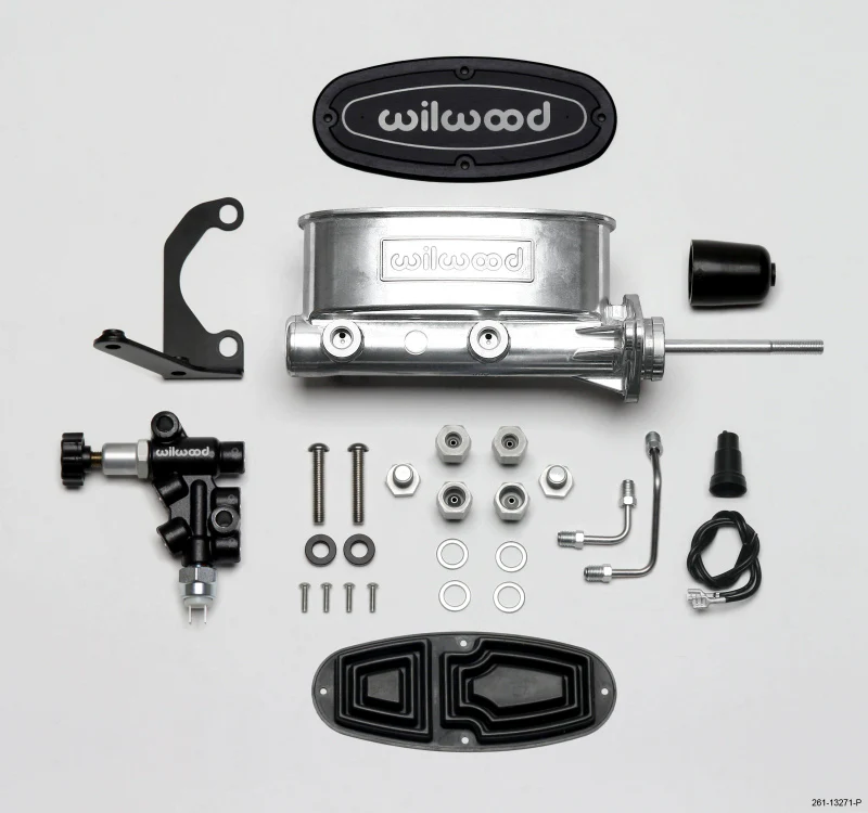 Wilwood HV Tandem M/C Kit w L/H Bracket & Prop Valve - 7/8in Bore Ball Burnished-W/Pushrod - Image 2