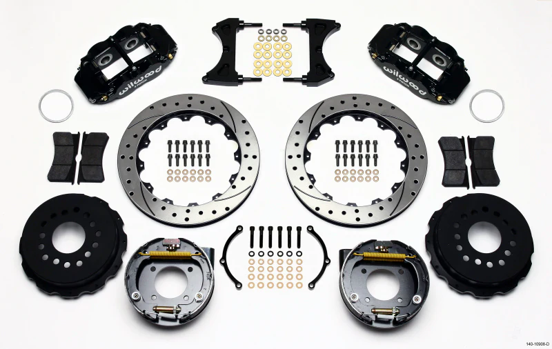Wilwood Narrow Superlite 4R Rear P-Brk Kit 12.88in Drilled Chevy 12 Bolt w/ C-Clips Staggered mt