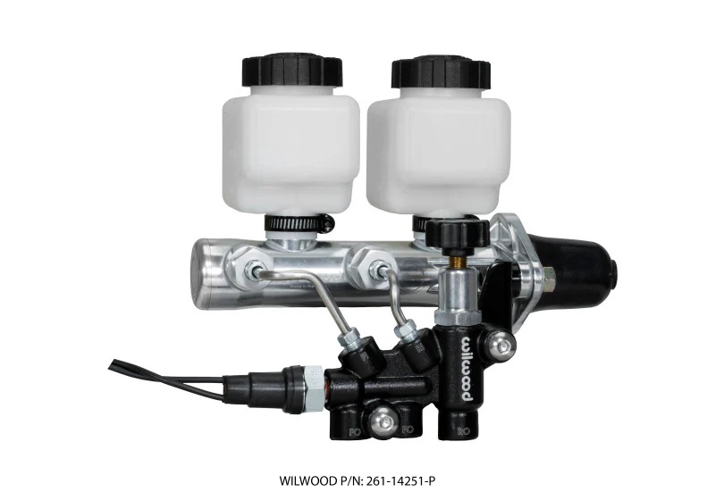 Wilwood Tandem Remote M/C Kit w L/H Bracket & Prop Valve - 1in Bore Ball Burnished
