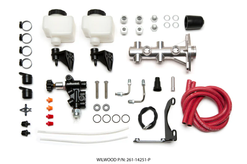 Wilwood Tandem Remote M/C Kit w L/H Bracket & Prop Valve - 1in Bore Ball Burnished - Image 2