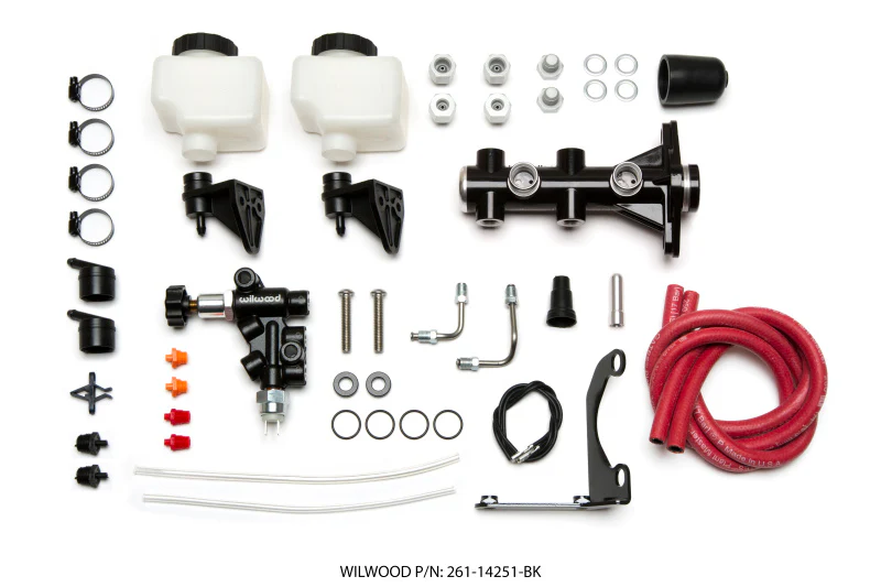Wilwood Tandem Remote M/C Kit w L/H Bracket & Prop Valve - 1in Bore Black - Image 2