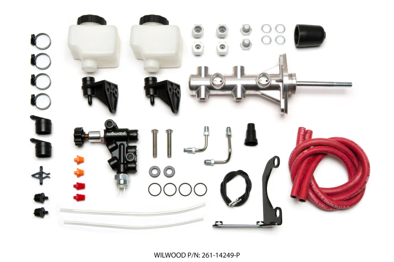 Wilwood Tandem Remote M/C Kit w L/H Bracket & Prop Valve - 7/8in Bore Ball Burnished-W/Pushrod - Image 2